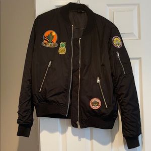 Women Top Shop patch bomber jacket